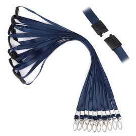 Segus Lanyard Safety Clasp, Pack of 10 Lanyard with Carabiner, Lanyards with Rotating Metal Clip, for ID Card Holder, Keys, Sports Whistles (Dark Blue)