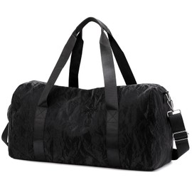 Sports Gym Bag with Shoes Compartment, Travel Duffle Bag for Women Men Carry On Weekender Bag with Dry Wet Separated Pocket Overnight Tote Personal Item Bag for Travel Yoga Dance, Black