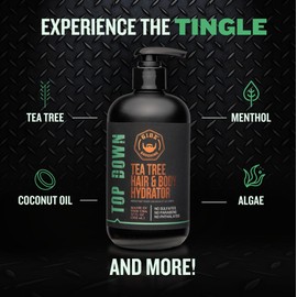 GIBS Top Down Hair and Body Hydrator, Tea Tree Moisturizer for Hair and Skin, 12 oz