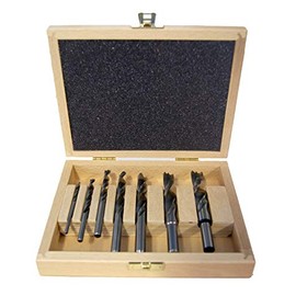 Fisch Brad Point Drill Bit Set – 7 Piece High Speed Steel Double Flute Wood Drill Bit Set, 1/8" to 1/2", FSF-320814, Made in Austria