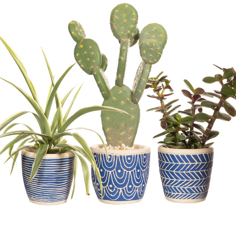 Sass & Belle Blue Mini Cement Planters - Set Of