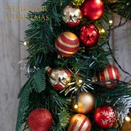 Sadodo 𝐂𝐡𝐫𝐢𝐬𝐭𝐦𝐚𝐬 𝐍𝐄𝐖 𝐘𝐄𝐀𝐑'𝐒 𝐁𝐚𝐮𝐛𝐥𝐞𝐬, Xmas Tree Decorations, Pack 50Pcs Christmas 𝐁𝐚𝐥𝐥𝐬 Ornaments, Red and Gold Snowflakes Set, Xmas Hanging Decorations