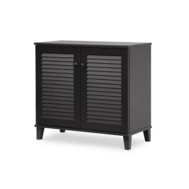 Baxton Studio Coolidge 4 Shelf Shoe Cabinet in Espresso