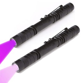 WONDSUNSON 2 x 365nm 395nm Black Light UV Flashlight Mini Penlight Blacklight Ultraviolet Pen Flashlights for ID Check, Leak AC Detection, Stamps Resin Curing Pet Urine, Stain Handheld Detector
