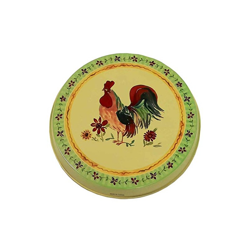 SET OF 4, ROUND STOVE TOP BURNER COVERS. (ROOSTER)
