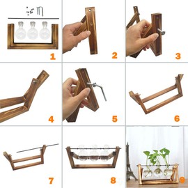 Kingbuy Plant Propagation Station Air Plant Terrarium Bulb Vase with Wooden Swivel Holder Desktop Glass Planter for Indoor Water Plants Home Office Garden Decor - 1 Bulb Vase