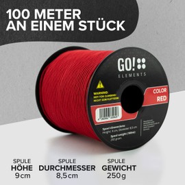GO!elements 100 m Paracord 2 mm Rope Made of Tear-Resistant Nylon Cord – Paracord 100 Type I Survival Cord – Tear-Resistant up to 45 kg – Suitable as an All-Purpose Rope, Repair Cord, Masonry Cord,