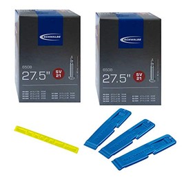Schwalbe SV21 Inner Tube - 27.5 x 1.50-2.40 - 40mm Presta Valve x 2 & Schwalbe Tyre Levers - Nylon - 3 Pack