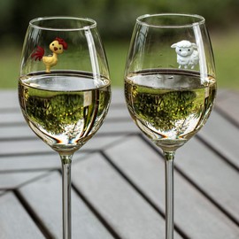Barnyard Animal Wine Charms – Magnetic Glass Markers and Identifiers Set of 6 by Simply Charmed