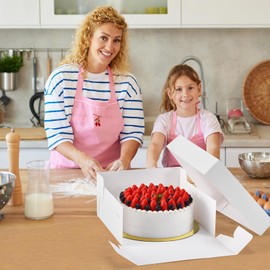 DOYIDE 30Pcs Cake Boxes, 12x12x6 Inch Bakery Boxes with Window, 15Pcs Large White Dessert Boxes(15Pcs Cake Boards), Cake Carrier Container Disposable Pie Boxes Package for Pastries Cookies Cupcakes