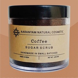Aaranyam - Coffee Brown Body Sugar Scrub for Men & Women Natural DeTan Face Scrub for Men | Coffee Scrub for Blackhead, Tan & Dead Cell Removal | Natural Glow | Rejuvenates Skin (120g) 120 g