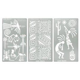 Aleks Melnyk No.494 Metal Stencils, Kokopelli Fertility Deity, Petroglyph Designs, Small Stencils, 3 PCS, Template for Wood Burning, Engraving, Crafting, Scrapbook, Art