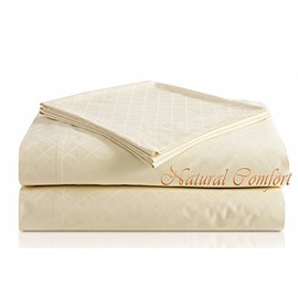 Natural Comfort Premier Hotel Select Sheet Set, Queen, Cream/Jacquard