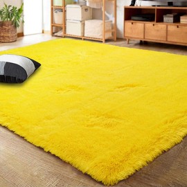 Ultra Soft Indoor Modern Area Rugs Fluffy Living Room Carpets for Children Bedroom Home Decor Nursery Rug,2x3 Feet indoor carpet - Color: yellow, size: 2'x3'
