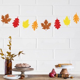 Fall Thanksgiving Decorations Thanksgiving Party Banner Supplies- Fall Maple Acorns Pumpkin Turkey Autumn Hanging Ceiling Decoration for Home Office Classroom (Type 2)
