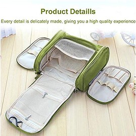 Hanging Travel Toiletry Bag, Cosmetic Kit Bags, Waterproof Shower Organizer, Large Makeup Storage Bag, Family Grooming Kit, Travel Bath Pouch Bag with Hanging Hook for Men/Women Gift Item (Green)