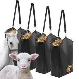 Technohom 4PCS Hay Bag – Premium Oxford Cloth Hanging Goat Hay Feeder Tote, Feed Bags for Horses, Goats, Rabbits,Donkeys, Cows