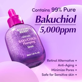 EQQUALBERRY Serum facial reafirmante con bakuchiol 30 ml - Suero con niacinamida, ácido hialurónico y péptidos, alternativa al retinol para firmeza y textura uniforme