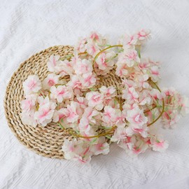 3 Pcs 180cm Pink Artificial Silk Cherry Blossom Garland Vines Hanging Vine Garland Artificial Flowers,Fake Floral garland for Outdoor Indoor Wedding Wall Badroom Ceremony Home Wedding Decoration