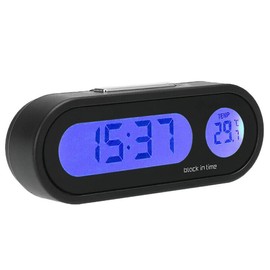 Riloer Car LCD Digital Temperature Clock with Black Light for Car Bicycle Motorcycle Car Moto Truck
