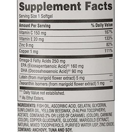 Equate Vision Formula 50+ luteína, zeaxantina y omega-3, 300 cápsulas blandas