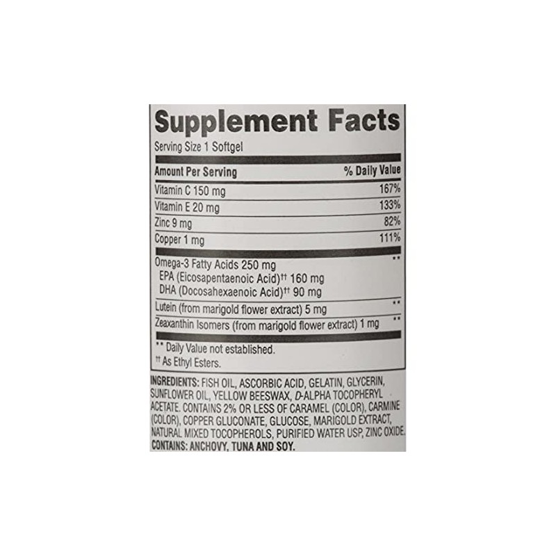 Equate Vision Formula 50+ luteína, zeaxantina y omega-3, 300 cápsulas