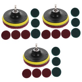 Mobestech 3sets Electric Drill Cleaning Brush Scrubbing Pad Kit for Car Wheel Hub Polishing Tile Cleaning Holder Scrubber for Tough Dirt Removal
