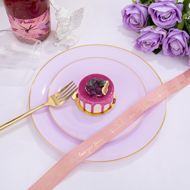 PULOTE PULOTE 100PCS Purple Plastic Plates Disposable - Include 50