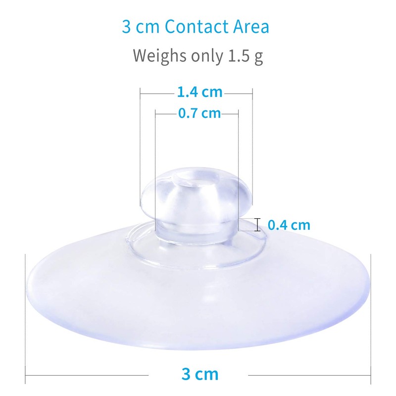 Pawfly Pack of 10 Clear Suction Cups 3 cm PVC