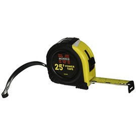 Morris 52200 Tape Measure, 25' x 1-inch, Neon Yellow with Rubber Jacket, Magnetic Tip