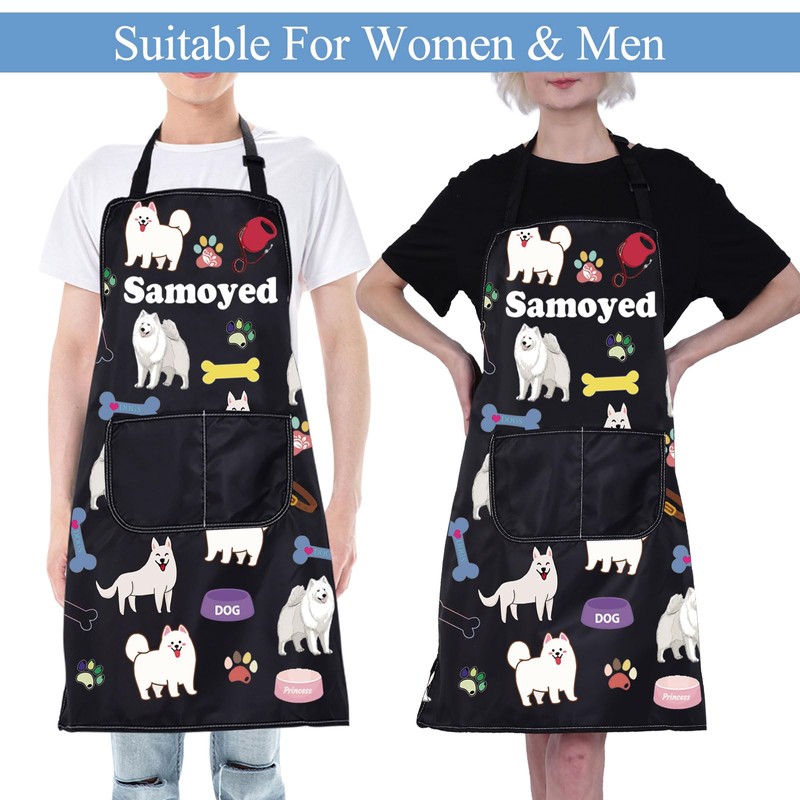 ENSIANTH Samoyed Aprons Samoyed Lover Gifts Samoyed Kitchen Aprons With