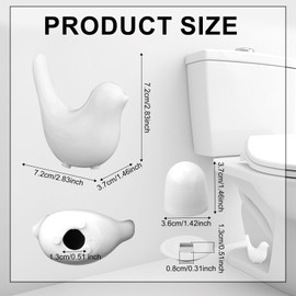 2pcs Toilet Bolt Caps, with 4 Lids and 4 Washers Bird Shape Ceramic Toilet Bolt Covers Decorative Hidden Toilet Screw Caps for Bathroom Toilet Decoration (White)