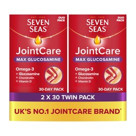Seven Seas JointCare MAX GLUCOSAMINE, 60 Capsules + 60 Tablets, 2 Months Supply (2 x 30 Days Twin Pack), with Educational Leaflet