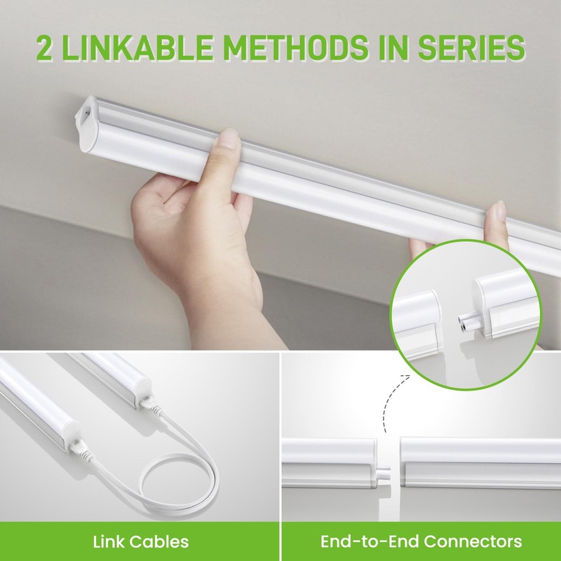 Pak 4FT LED Shop Lights, 2300LM 6500K Cool White, 20W