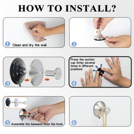 SAYAYO Suction Cup Hooks, Coat Hooks, Wall Towel Holder, No Drilling, Suction Cups with Hooks, Pack of 2, Stainless Steel for Bathroom, Living Room, Bedroom, Window