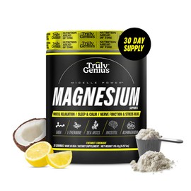 Truly Genius Magnesium Glycinate Powder Supplement - L-Theanine, Ashwagandha, Valerian Root - High Absorption - Supports Muscle Repair - Founded by James Rodriguez - 30 Servings (Coconut Lemonade)