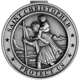 Saint Christopher Visor Clip, Metal St. Christopher Medal for Car, Talisman for Safety, Automotive Visor Accessories, Gift for Drivers, Families, Friends
