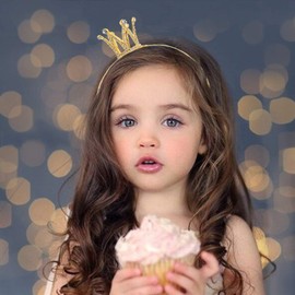 NSLS Shiny Birthday Crown Tiara for Girls Princess Decoration Headband Crowns for kids (Gold)