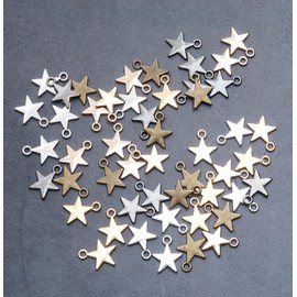 Ruwado 50 Pcs Star Pendants Bulk Small Metal Star Shape Charms for Jewelry Making Kit Finding Necklace Bracelet Key Chains Earring DIY Crafting (Colorful)