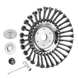 10 Inch Unbreakable Wired Trimmer Blade, Steel Wire Cutter Trimmer Head, Wire Rotary Brush Weed Trimmer Head, Weed Eater Head with Adapter Kit for Moss Grass Rust Removal, Gardening Lawnmower