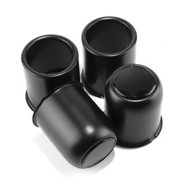 DewFlew 4Pcs 3.19" Push Through Wheel Center Caps Stainless Trailer Hub Cap for Truck SUV RV Wheel Rim, Combination of Curved and Open Ended Wheel Hub Covers (Fit 3.19" Bore 3.39" H Matt Black)