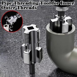 Pipe Threading Tool for Inner & Outer Threads, 2-in-1 Pipe Threader Cutter - Fits PPR PVC Plastic MPP Pipes - Leak-Proof Professional Plumbing Tool for Home Repair & Industrial Use (1/2"+3/4" Set)