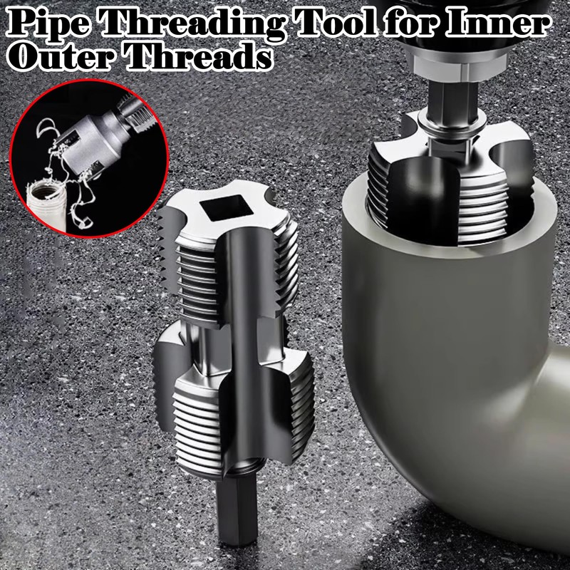 Pipe Threading Tool for Inner & Outer Threads, 2-in-1 Pipe