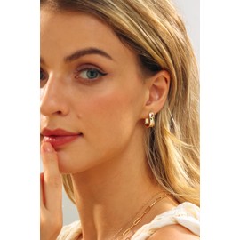 Multi-Stone Chunky Huggie Earrings for Women | Multi-Colored Cubic Zirconia Statement Hoop Earrings Studded CZ Jewelry