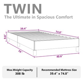 Casafoyer Bed Frame White 39.4"x74.8" Twin Faux Leather