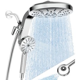 High Pressure Rain Showerhead Combo, 2026 Magnetic Shower Head Set with Detachable 8-Mode Handheld Shower Spray, Adjustable Angle Dual Showerhead System with Built-in Magnetic Docking and Power Jets