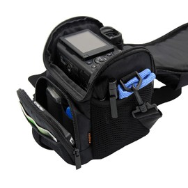 FOSOTO Waterproof (With Waterproof Cover) Black Camera Bag for Canon EOS M10 M2 Mrak II M50 Rebel T3i T4i T5 SL1 7D 80D 90D,Nikon p600 D3300 D3400 D3500 D5300 D5600 D55500 D50 0 D72 Compatible with 00, Sony RX10M3 and More, Mobile Bag, Light and Convenient SLR Camera Case, Camera Bag (Large)