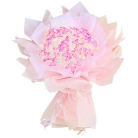 Aiouclay Butterfly Flower Bouquet,DIY Butterfly Bouquet Kitwith LED String Lights,Flower Bouquet Wrapping Accessories Gift for Wedding Birthday Party(Pink A 52Pcs)