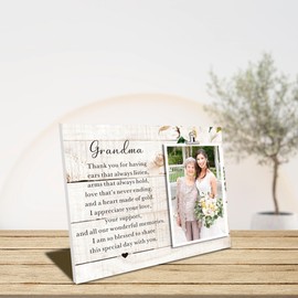 SUNBMO Wedding Picture Frame Gift for Grandma from Bride, Grandma of the Birde Grandmother Wedding Keepsake, Grandma of the Groom Grandma Wedding Gift from Groom, Grandma Nana Mother's Day Gift