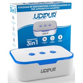 Udivita Udipur Drying Station for Hearing aids UV sterilisation 3in1 Cleaning and Charging Technology USB Type C Maximum Temperature 50C - 110x90x40mm
